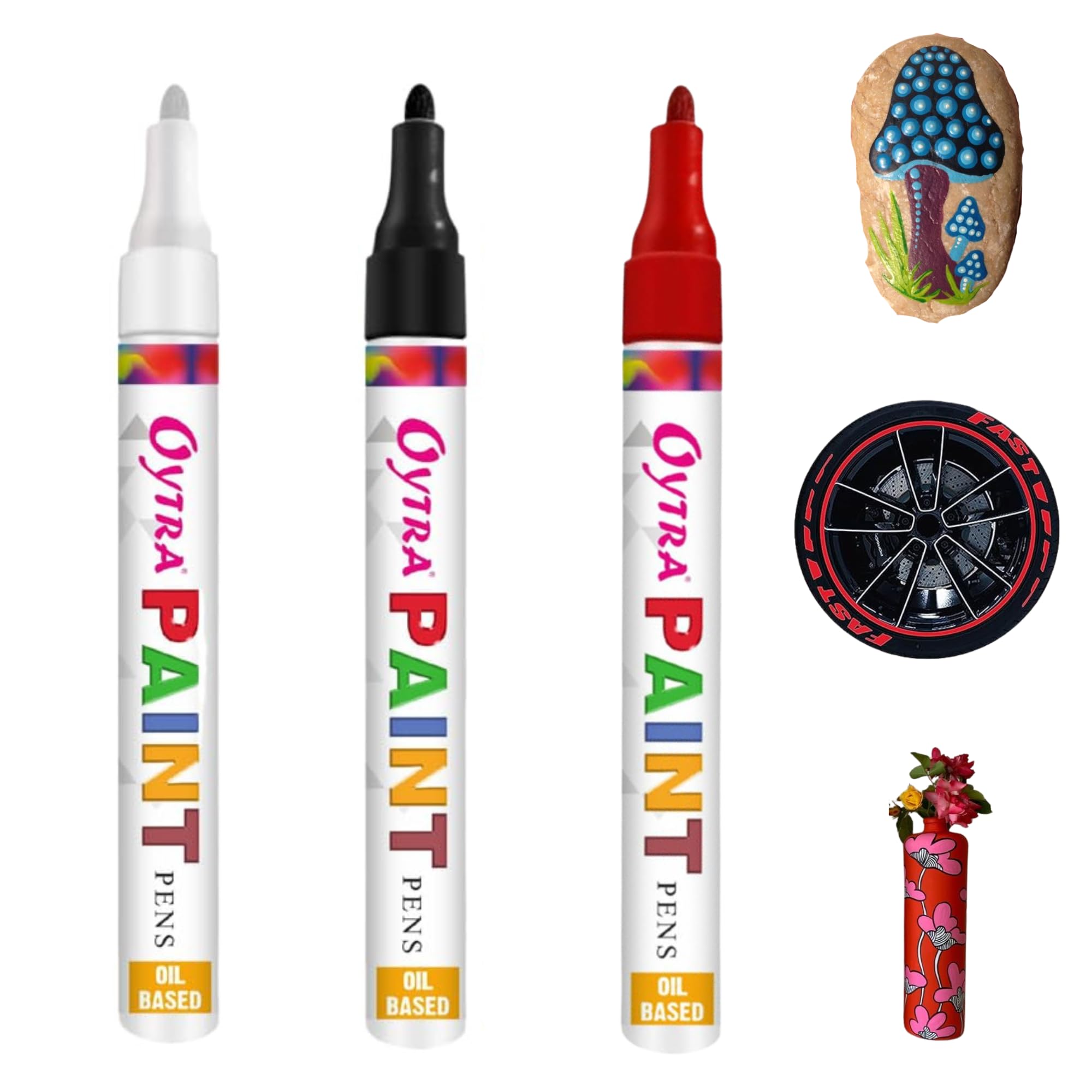 Oytra Paint Marker Pens Permanent Waterproof Oil Based Individual pens Works and All Surfaces, Wood, Fabric, Steel, Glass (Black, White, Red) (B0CN3F5FXN) Amazon Price History, Amazon Price Tracker