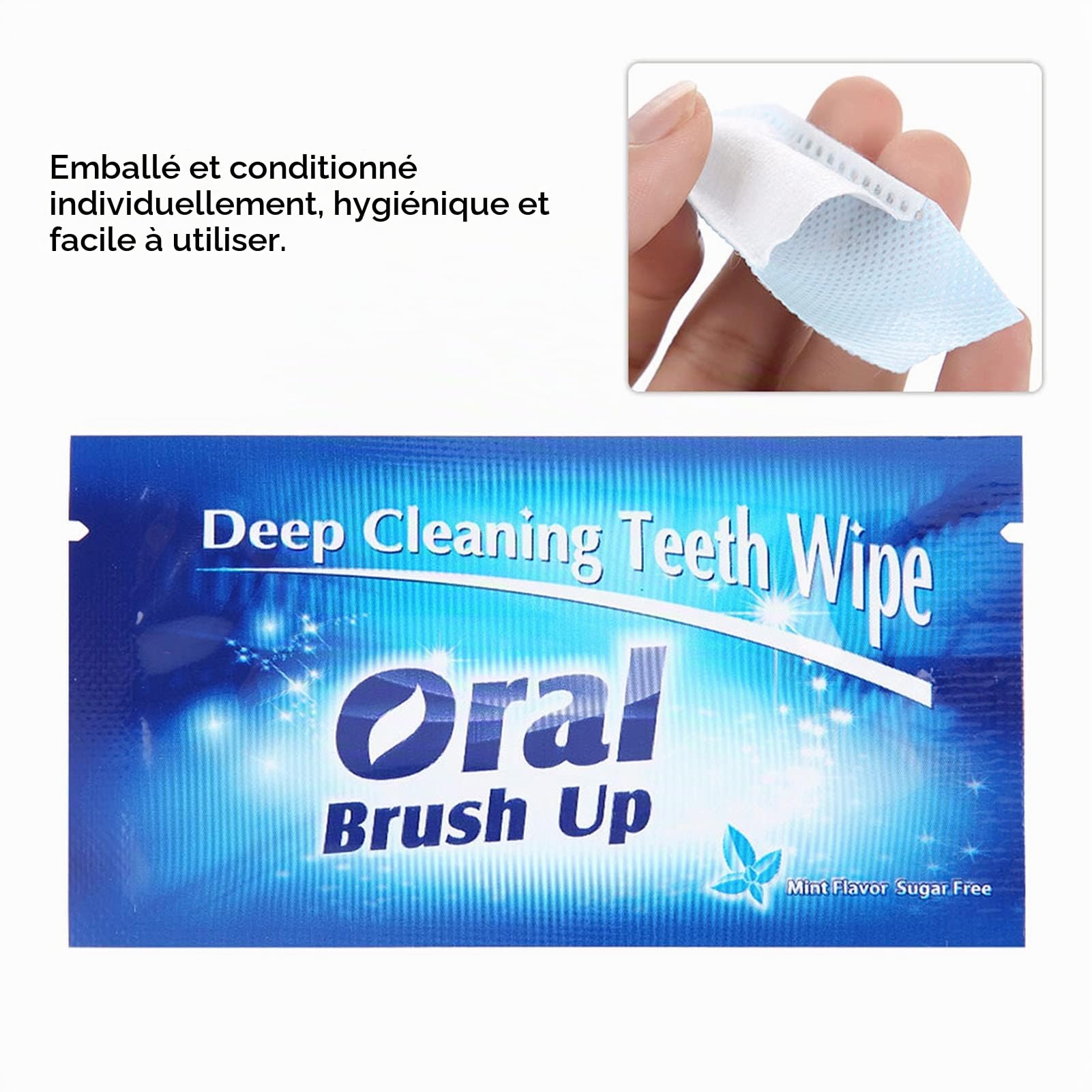 Lingettes de 50 Pièces,Lingettes Dentaires pour Nettoyer les Dents en Tissu pour Nettoyage en Profondeur des Dents,Lingettes Orales pour les Dents,Lingettes pour les Dents,salviet