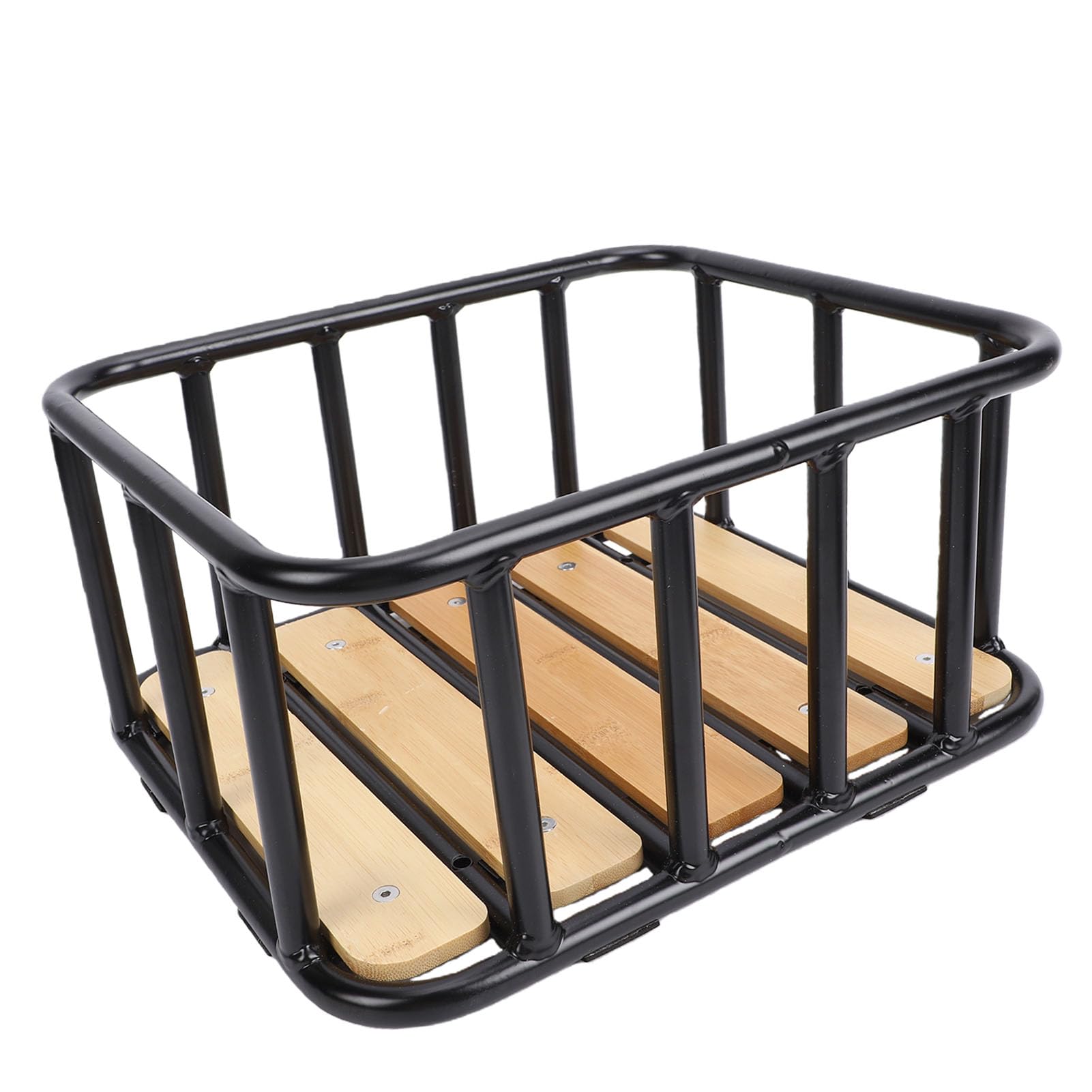 Generic Cestino Posteriore per Bici Design in Alluminio e Legno Spazioso Spazio per gli Acquisti Pendolari 35x30x16,5 Cm
