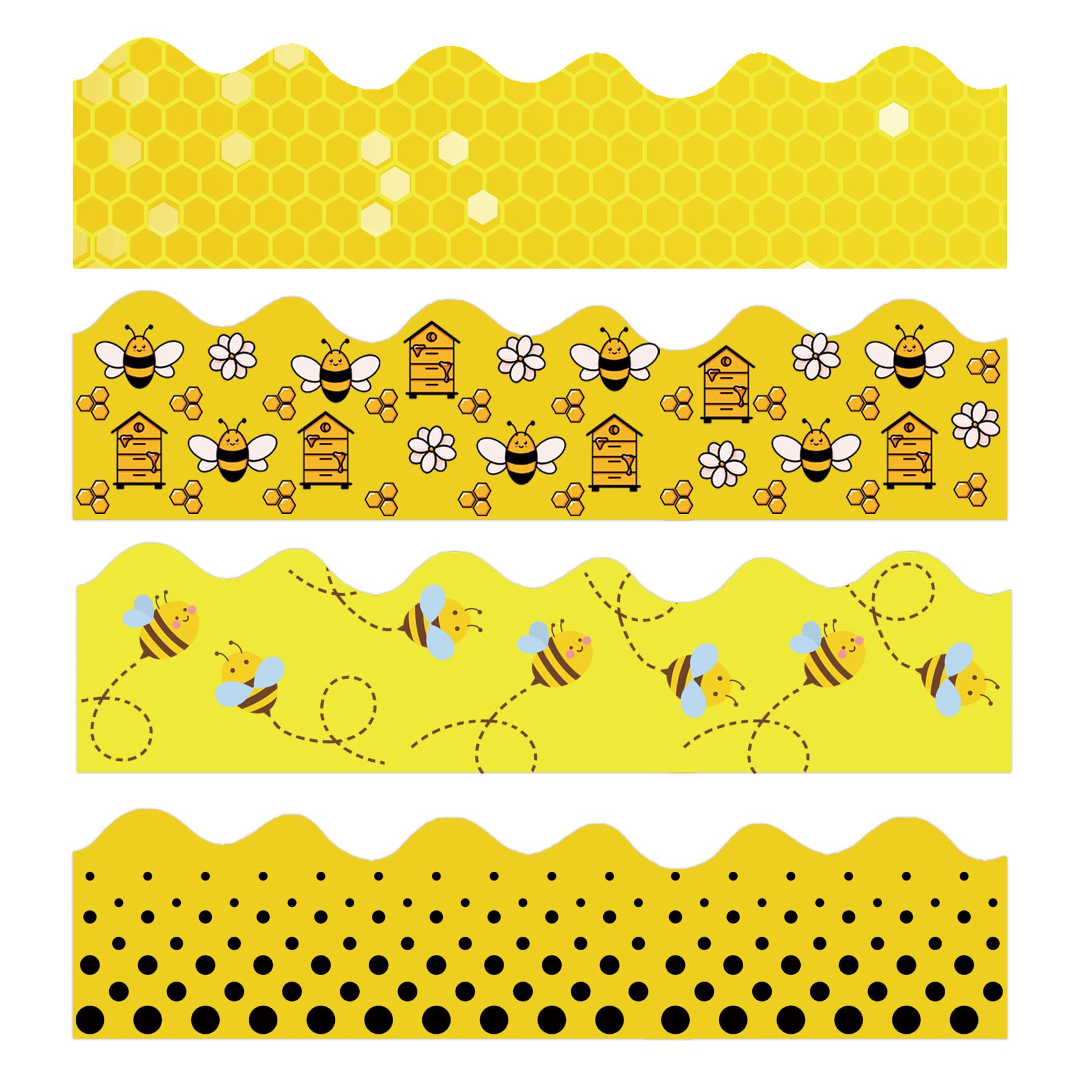 Bee Bulletin Borders 69Ft Bee Honey Bulletin Board 60Pcs Back to School Decoration Borders for World Bee Day Summer Party Home Office Decoration (Bee)