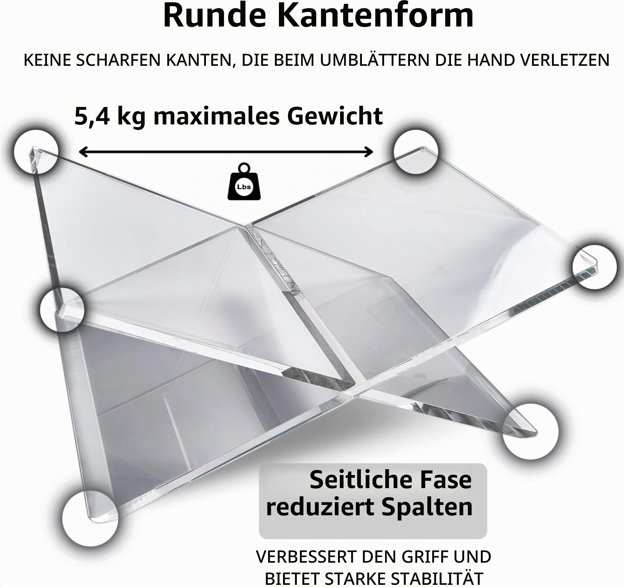 Honygebia Transparenter Acryl Buchständer - Kreuzrahmen Acryl Buchhalter, Luxus Plexiglas Leseständer offene Ausstellen, geeignet für Bibel, Koran, Kunst, Kochbücher, Lehrbücher und Zeitschriften