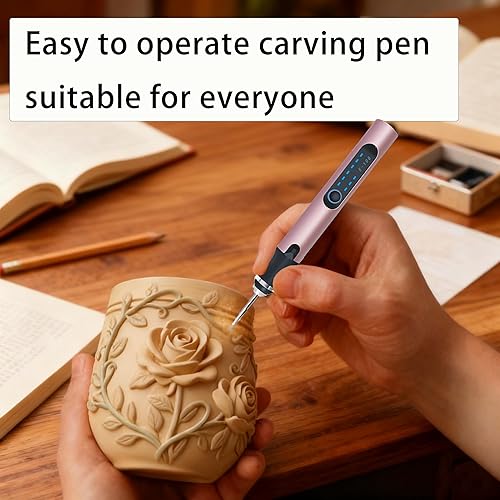 Miniatura 7 de Kit de bolígrafo de grabado recargable - Herramienta de grabado inalámbrica con 3 hojas de sierra para joyas, metal, madera, vidrio, piedra y