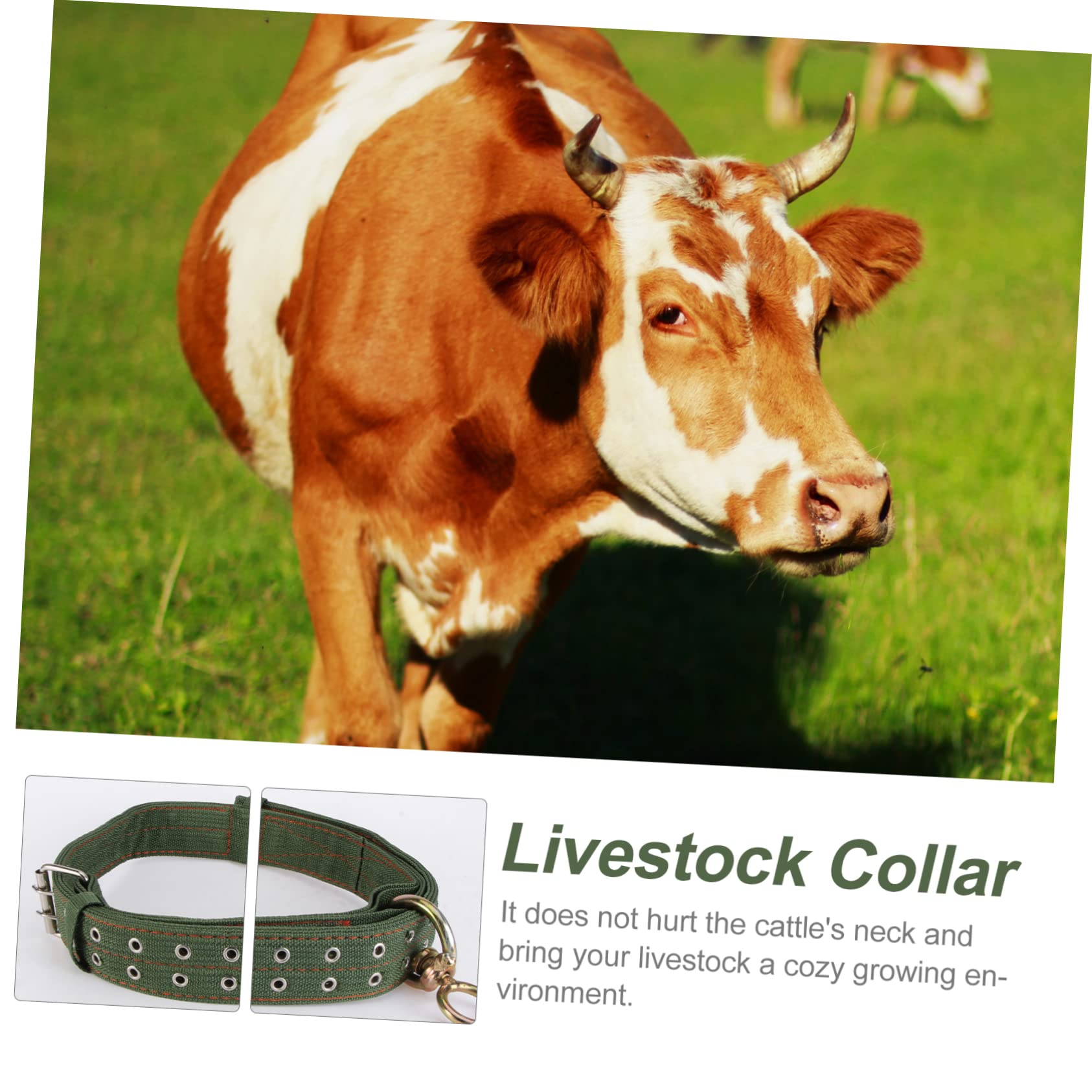 Collar para Ovejas y Caballos de Lona Verde, Resistente y Confiable, No Lastima el Cuello del Ganado, Adecuado para Manejo y Alimentación en Granjas