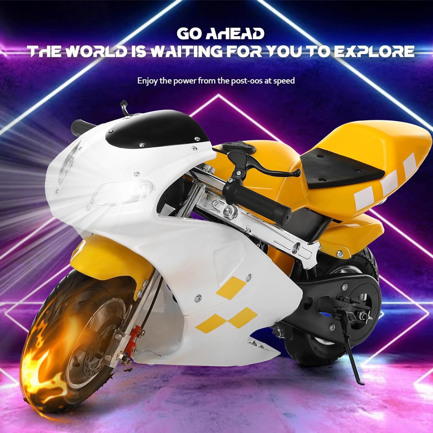 49cc Dirt Bike, Mini Dirt Bike for Kids 12-15, 2-Stroke Gas Powered Pocket Motorcycle, 20 MPH Max Speed, Dual Headlights & Anti-Slip Handle, Supports 170 lbs, Assembly Required