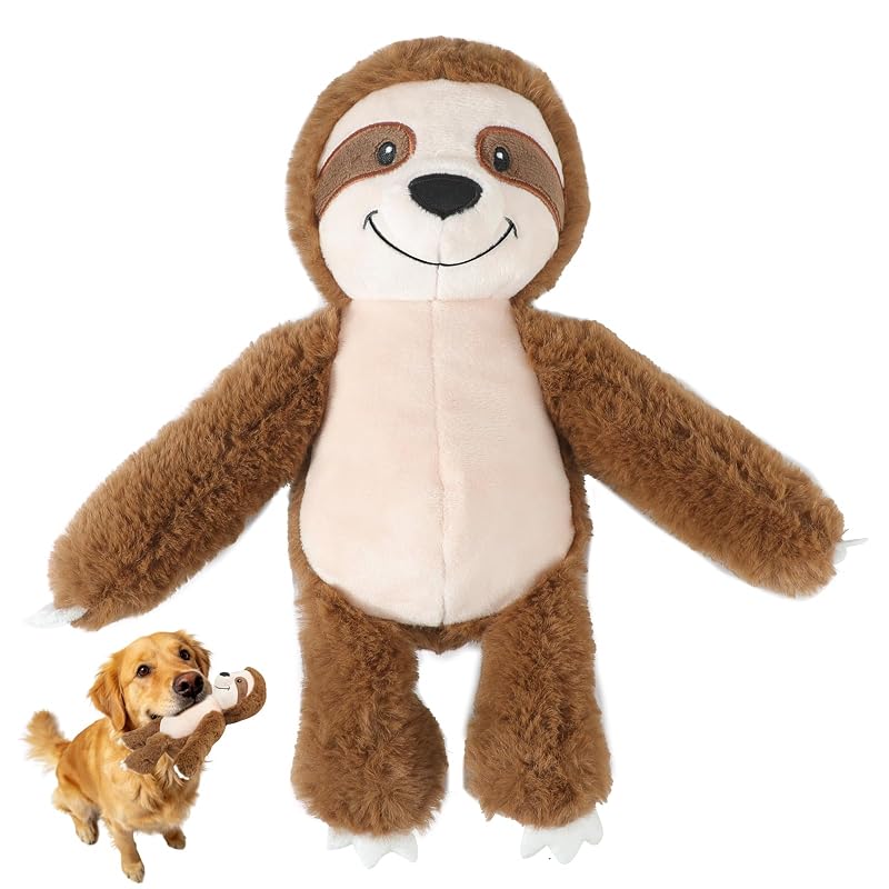 Brinquedo para Cães com Apito em Pelúcia de Preguiça Aroocke RK005, Algodão, Cor Coffee