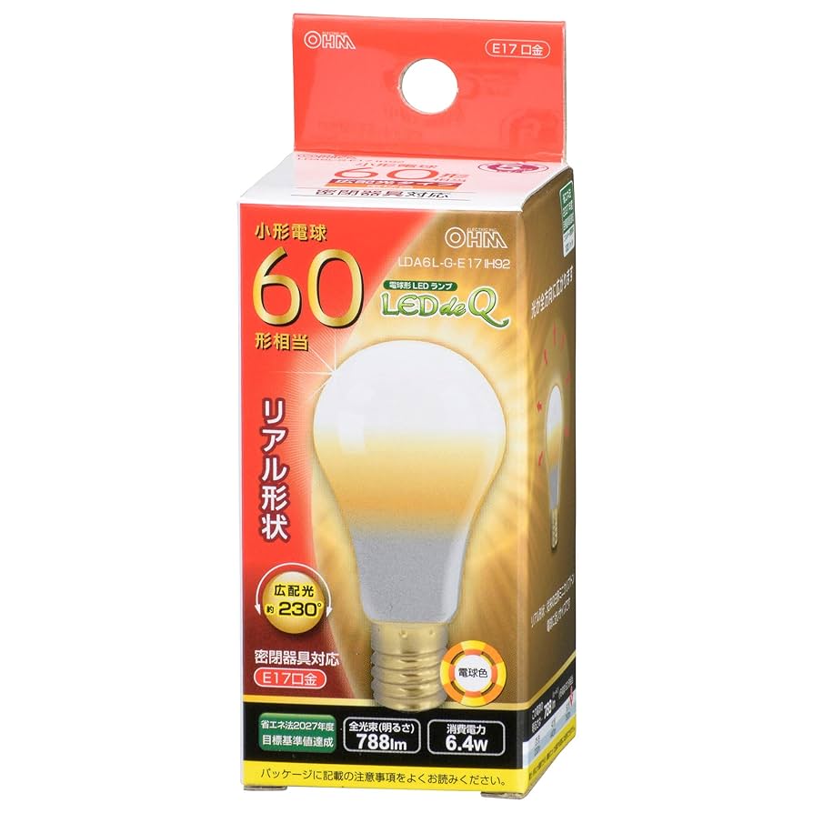 OHM LDA6L-G-E17 IH92 電球 10個セット Amazon | LED電球 小形 E17 60形相当 電球色 LDA6L-G-E17 IH92