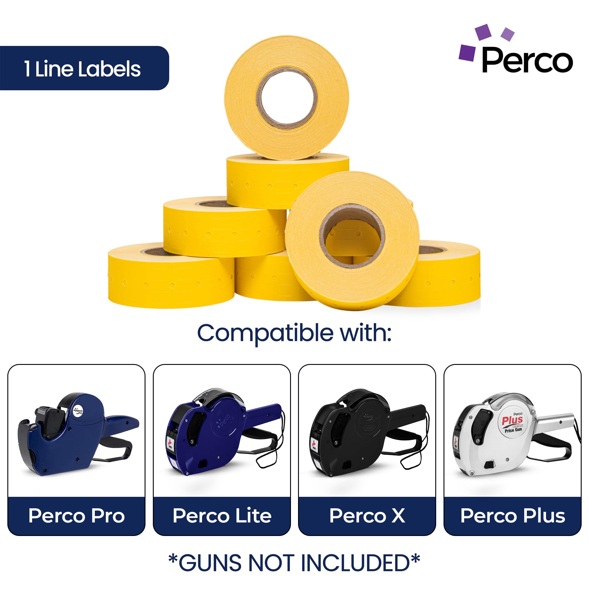 Perco Etichette gialle fluorescenti a 1 linea, 1 manica, 8.000 etichette vuote per pistole Perco 1 prezzo e data