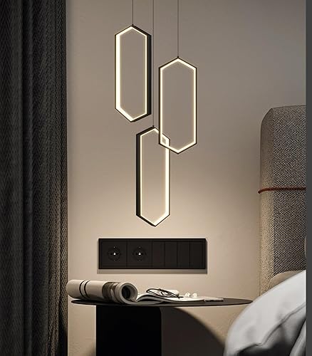 Miniatura 12 de Candelabro moderno de 6 anillos, luz LED dorada contemporánea para entrada de sala de estar, lámparas de techo alto regulables con control remoto