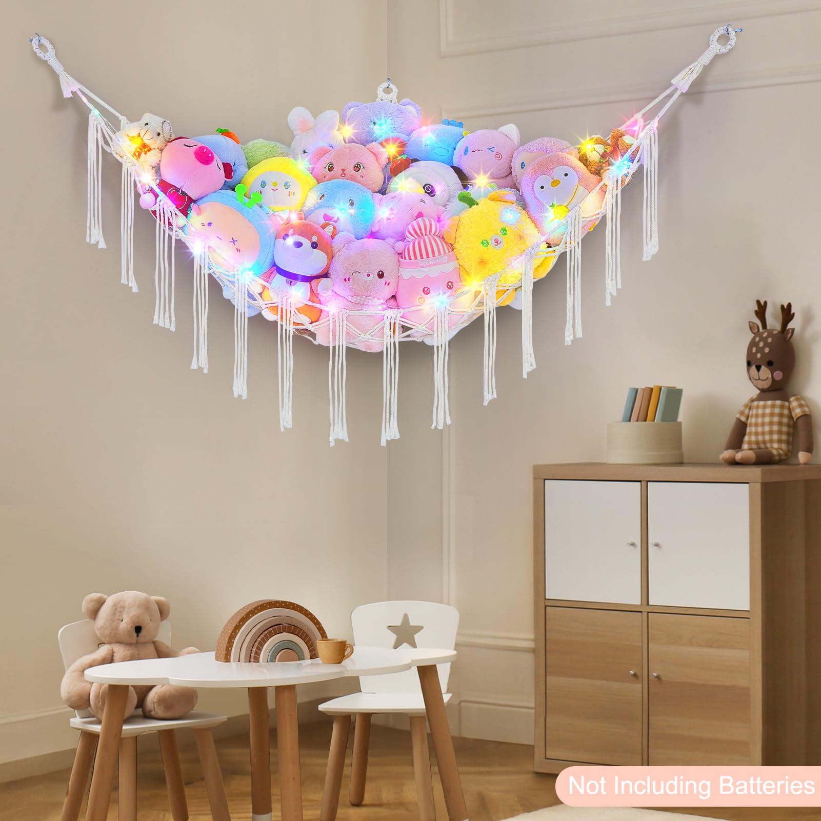 Unicorn Castle Amaca a Rete per Giocattoli Giocattolo Per Animali Di Peluche Amaca Portaoggetti Da Appendere Ad Angolo Per Camera Dei Bambini, 100 * 100 * 150 cm