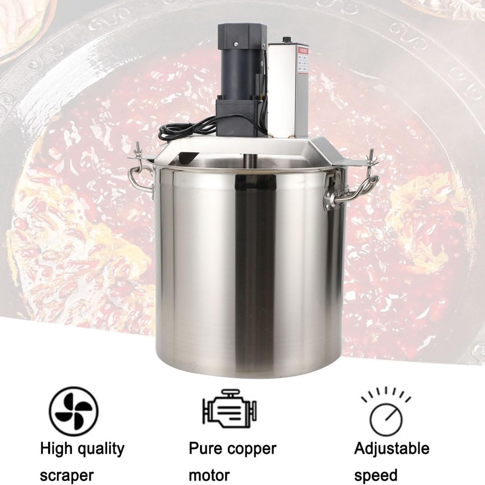 Batidora De Alimentos Comercial, batidora eléctrica de Acero Inoxidable 80L | para saltear salsas y condimentos, velocidad de agitación ajustable,Batidora De Mermelada AutomáTica