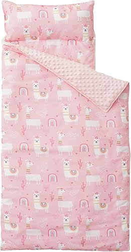 Bunnikins & Clover Tapete para siesta para niños pequeños con almohada extraíble, tapete de algodón para siesta para preescolar, fácil de limpiar,