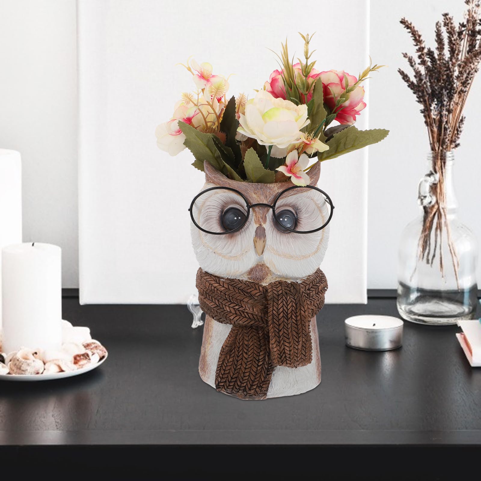 Jarrón de Resina Decorativo con Forma de Animal para Flores, Adorno Original de Escritorio Acabado Fino y Diseño Elegante para Hogar y Oficina