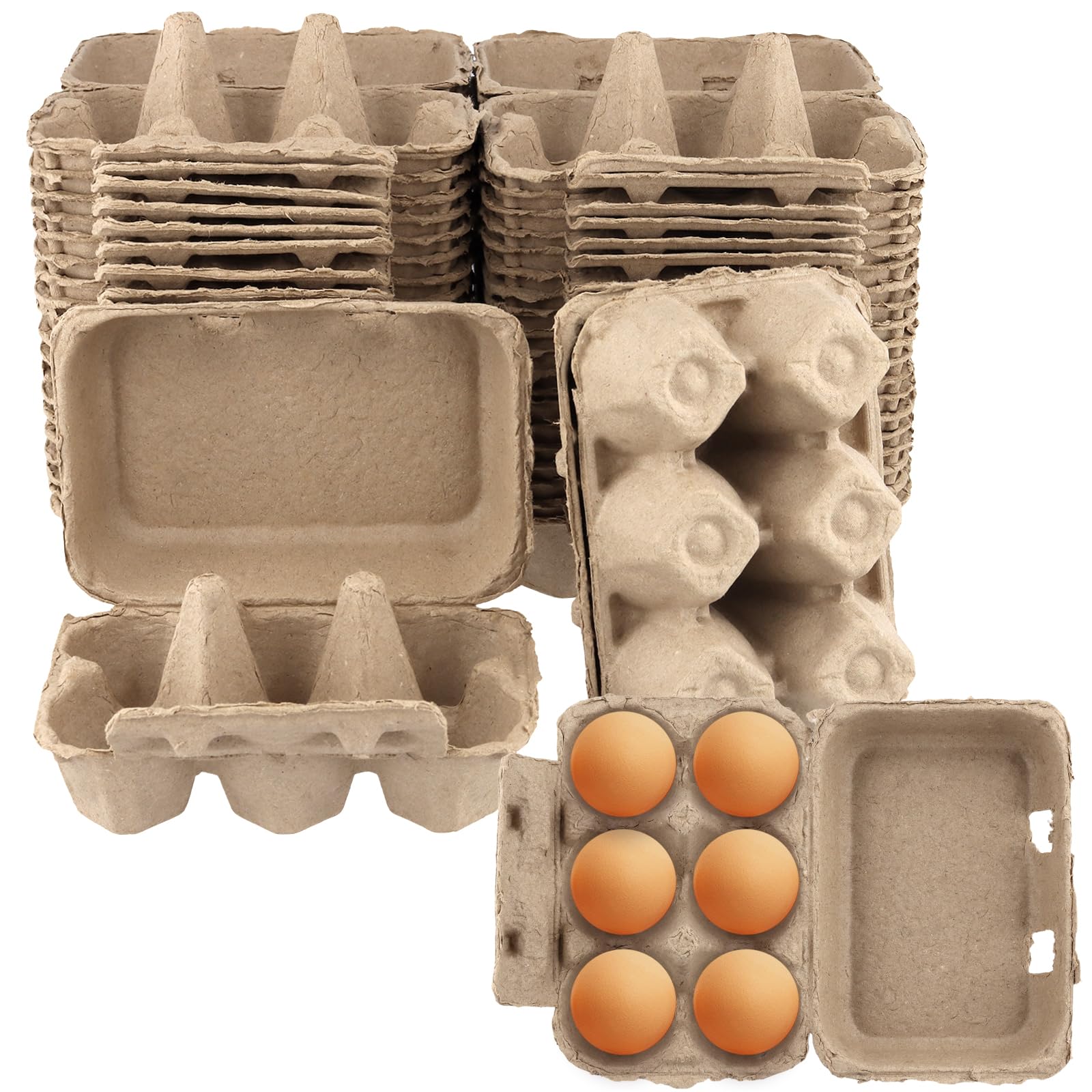 SOUJAP 20 PCS Egg Boxes Cardboard for 6 Eggs, 6 Count Half Dozen Cardboard Egg Cartons for Kitchen, 15 x 10 x 7cm