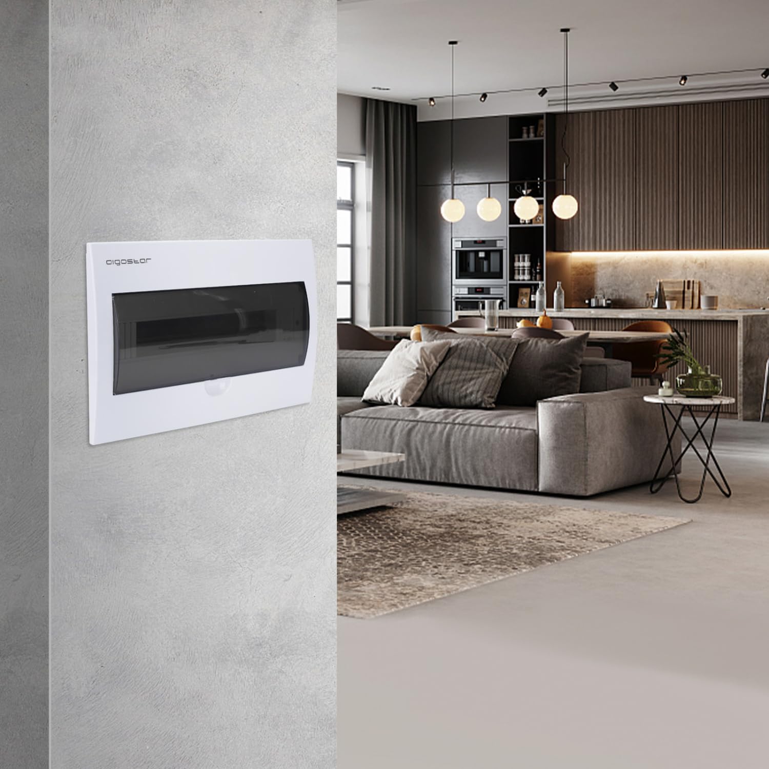 Aigostar Caja de Distribución Eléctrica Para Empotrar con Puerta Para 18 Módulos, 1 Unidad, Blanco