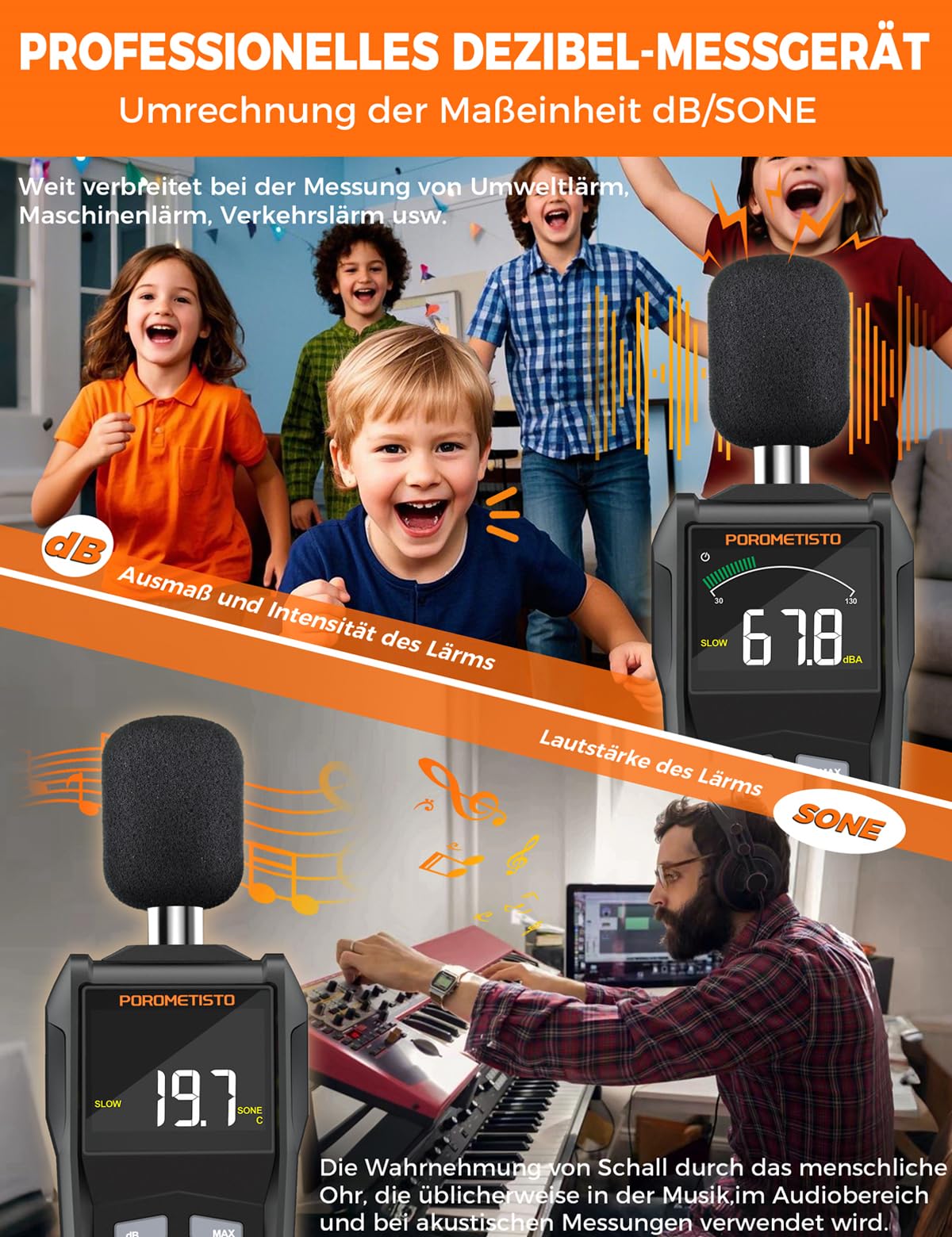 SL01 Dezibel Messgerät,30-130dB Schallpegelmessgerät,Mit A/C-Gewichtung,Datenspeicherung,Maximum/Minimum),Präzises db Messgerät für Professionelle,Industrie & Privatgebrauch
