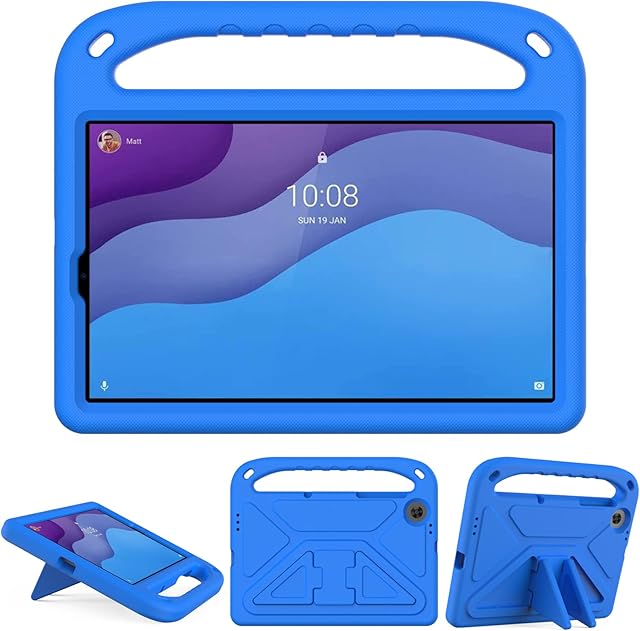 XunyLyee Kids Case for Lenovo Tab M10 HD 2nd Gen (10.1 Inch), Shockproof Handle Light Weight Stand Cover for Lenovo Tab M10 HD 2nd Gen TB-X306F/TB-X306X, Blue