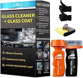 2 in 1 Scheibenreiniger & Scheibenversiegelung Auto Kit,Glasreiniger Auto Entfernung von Fett und Schmutz auf Glas-Quick Effect Coating Agent Regenabweise Scheibenversiegelung mit Abperleffekt