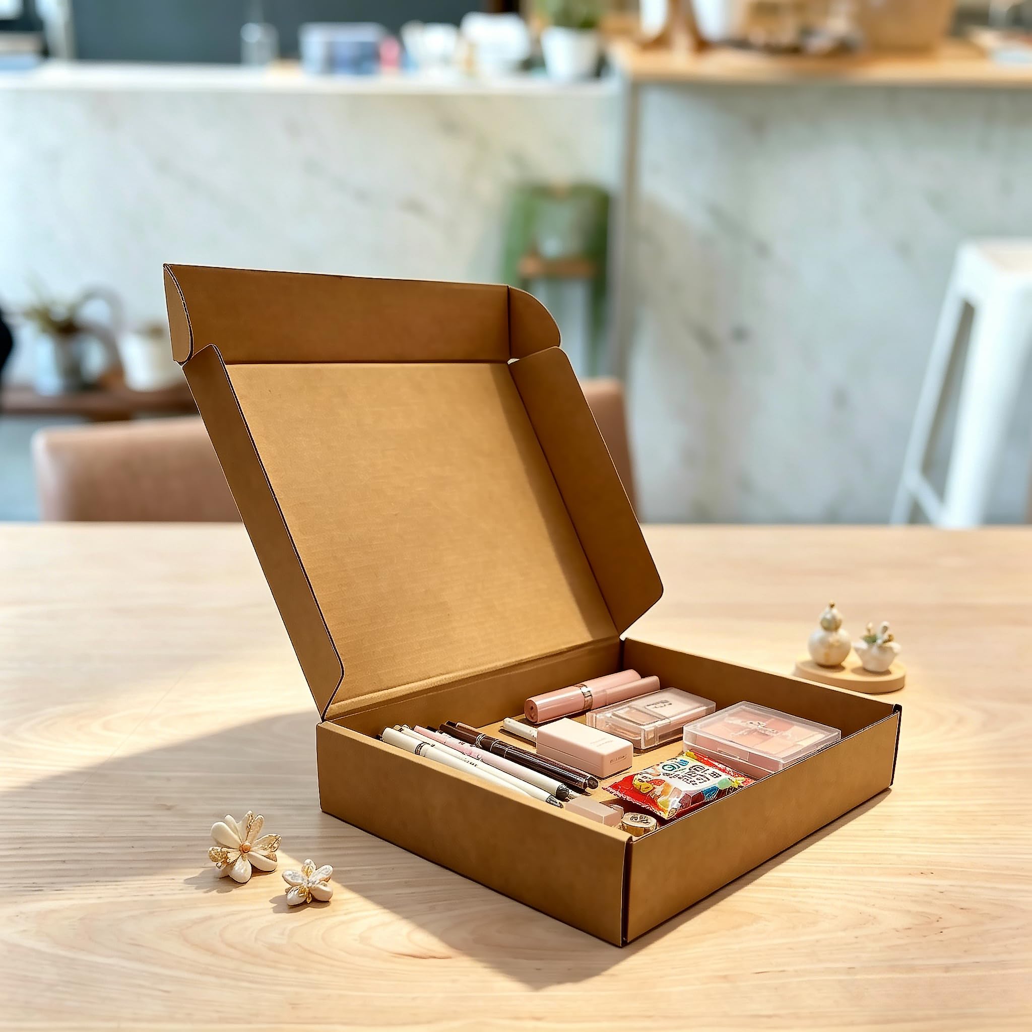 Confezione da 25 scatole di cartone ondulato marrone per piccole imprese, perfette per compleanni, matrimoni, feste, libri, regali, vestiti, design pieghevole per una facile conservazione