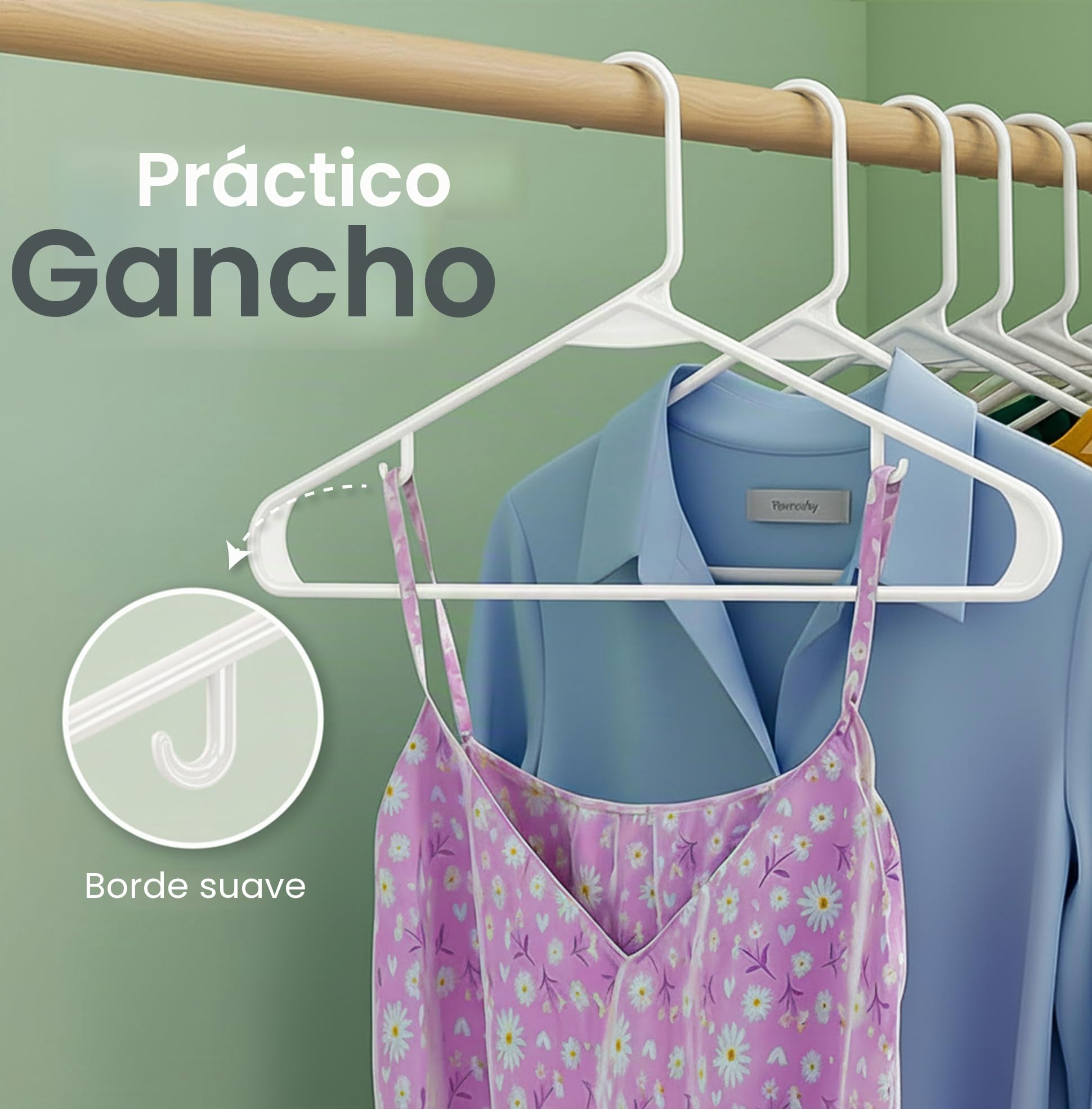 Utopia Home 50 Perchas Blancas de Plástico, Ahorro de Espacio