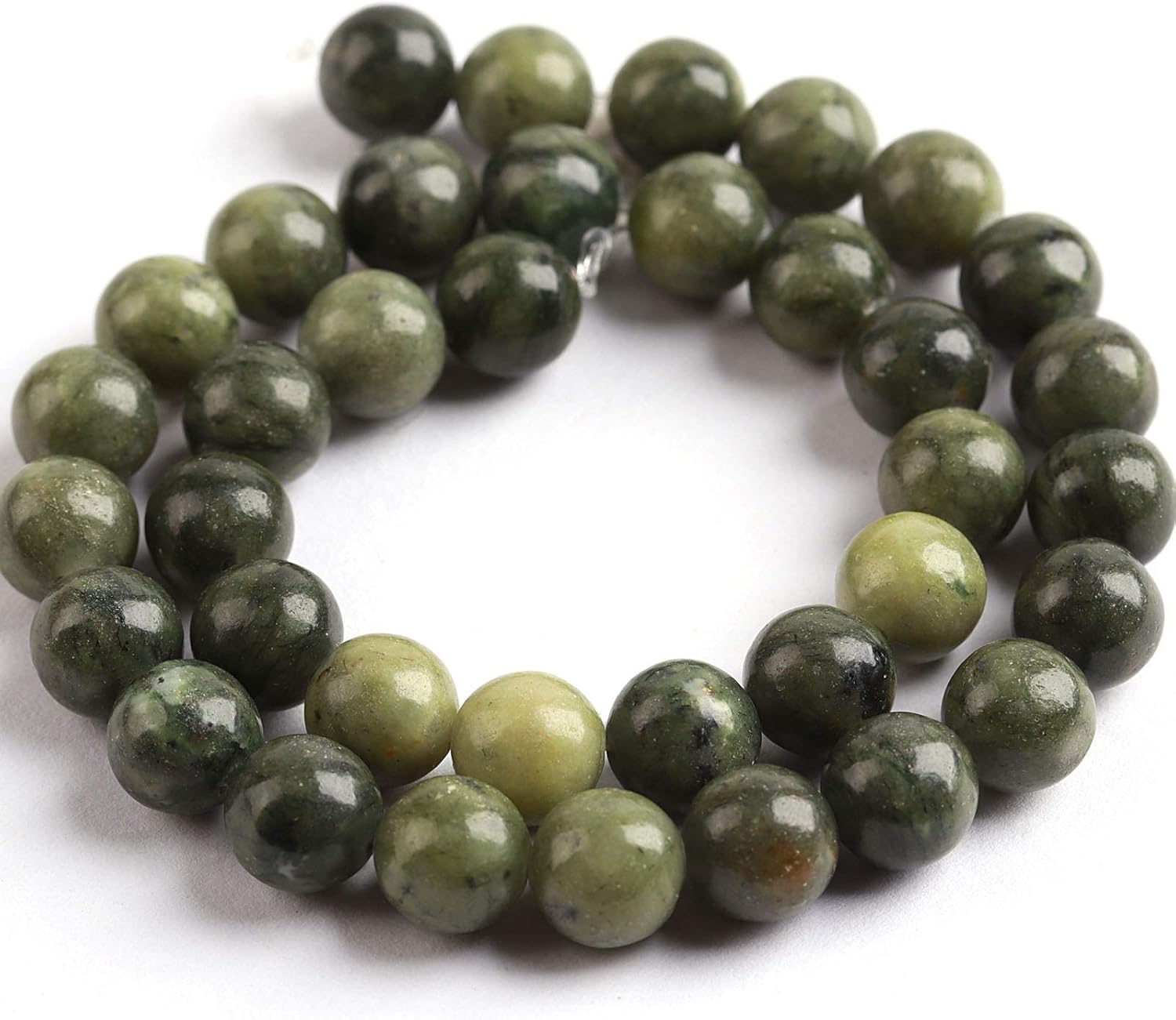 Natural Stone Beads 6mm Green Jade Polished Round Smooth Gemstone Beads for Jewelry Making Adults 15 Inch(Green Jade,6mm) - Image 3