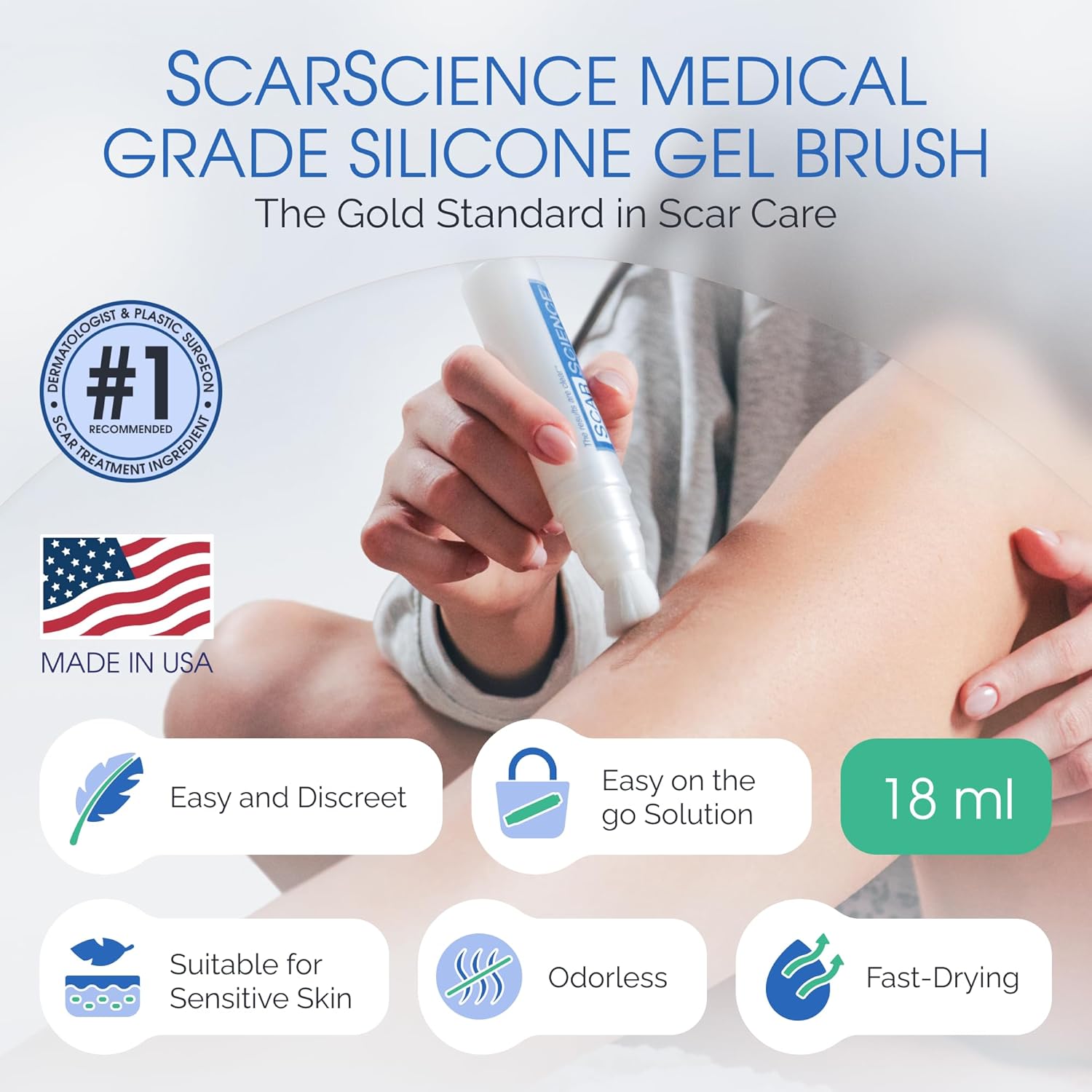Brush-On Silicone Scar Gel | 2-Pack | Medical-Grade Scar Treatment for Face & Body | Hypoallergenic & Non-Comedogenic | Post-Surgical & Cosmetic Procedure Care