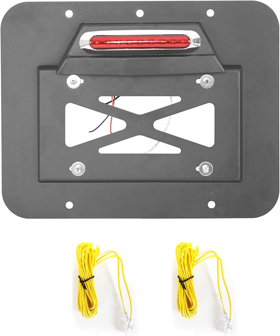 Hooke Road Wrangler Spare Tire Delete License Plate Relocation Kit w/Plate Illuminate Light & Third Brake Light for 1997-2006 Jeep Wrangler TJ & Unlimited