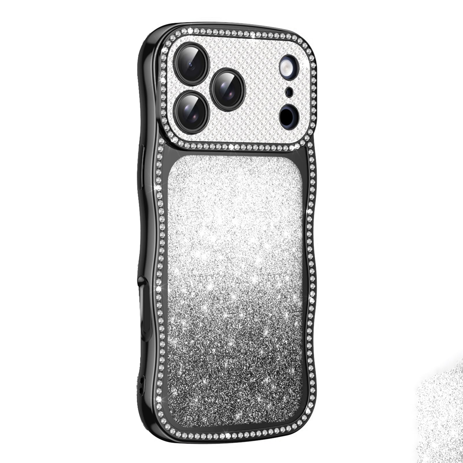 Glitzer Hülle für iPhone 17 Pro Max/17 Pro/17 Air/17, Luxus Galvanik rutschfeste Schutzhülle mit Volls Schutz des Objektivs Handyhülle,Schwarz,17 Air