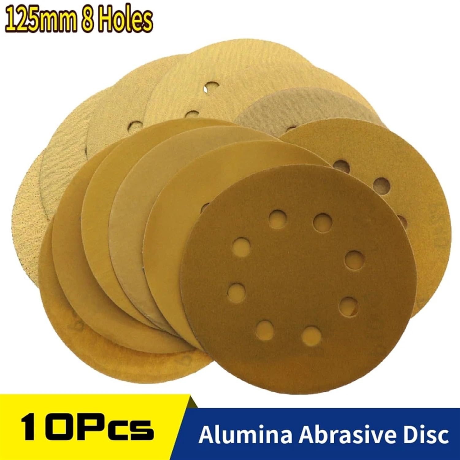 10pcs/Set 5 Inch 125MM 8 Holes 60 to 1000 Grits Hook Loop Sandpaper Sanding Disc(240)