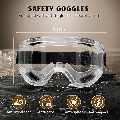 Miniatura 6 de Máscara de gas respirador con filtros, cubierta de media cara de carbono activo con gafas de seguridad, máscara de seguridad para lijado de moldes