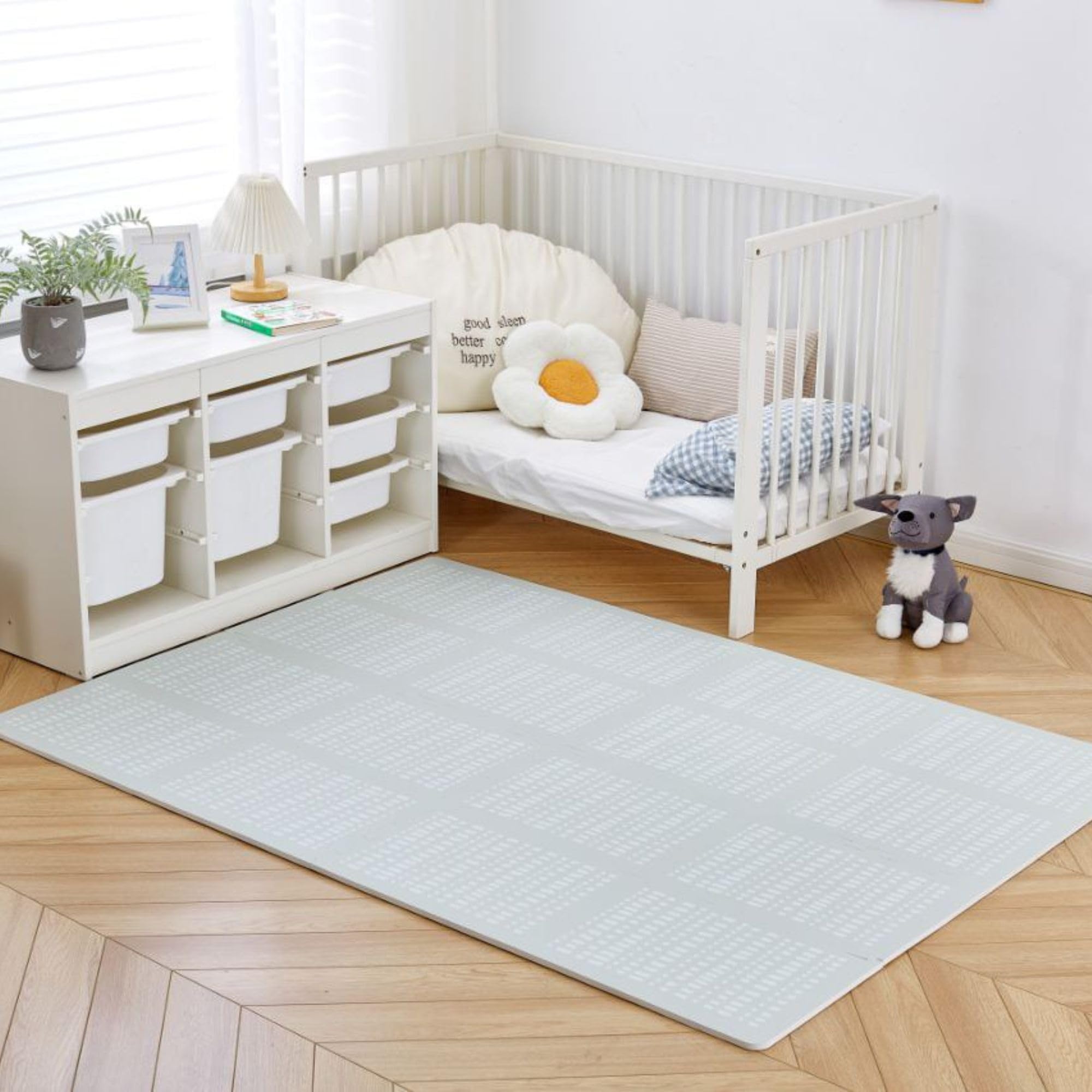 Tappeto puzzle elegante Hygge Beige 1,7 x 1,2 m - 16 lastre XL morbide, spessi, inodore, facile da pulire, confezione senza plastica