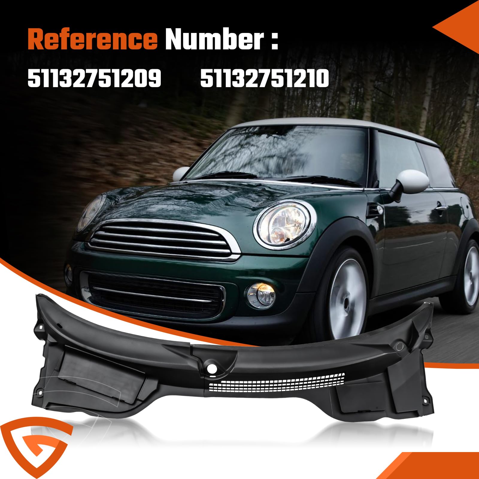 Windschutz Windlaufabdeckung Vorne Links & Rechts Kompatibel mit MINI Cooper R55 R56 R57, Abdeckung Windlauf Windschutz Regenabweiser 51132751209 5113275121