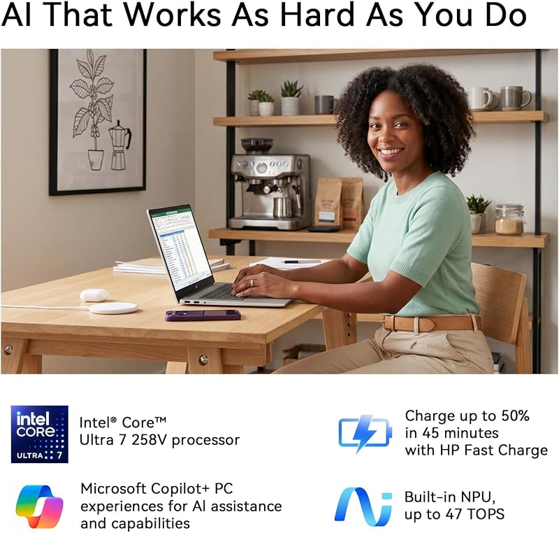 HP OmniBook 7 AI Business Laptop, 17.3" FHD Touchscreen, Inter Core Ultra 7 258V & Copilot+ PC 47 TOPS NPU, 32GB RAM, Custom SSD (1TB/2TB), Backlit Keyboard, Thunderbolt 4, WIFI 6E, Windows 11 Pro image 3