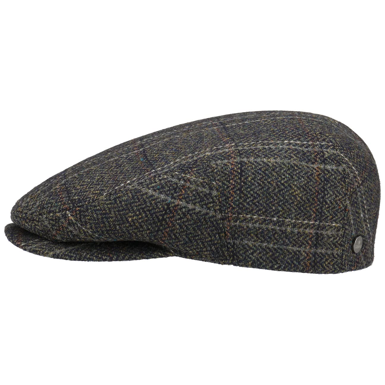 Lierys Melico Driver Virgin Wool Flat Cap Men Olive 7 5/8