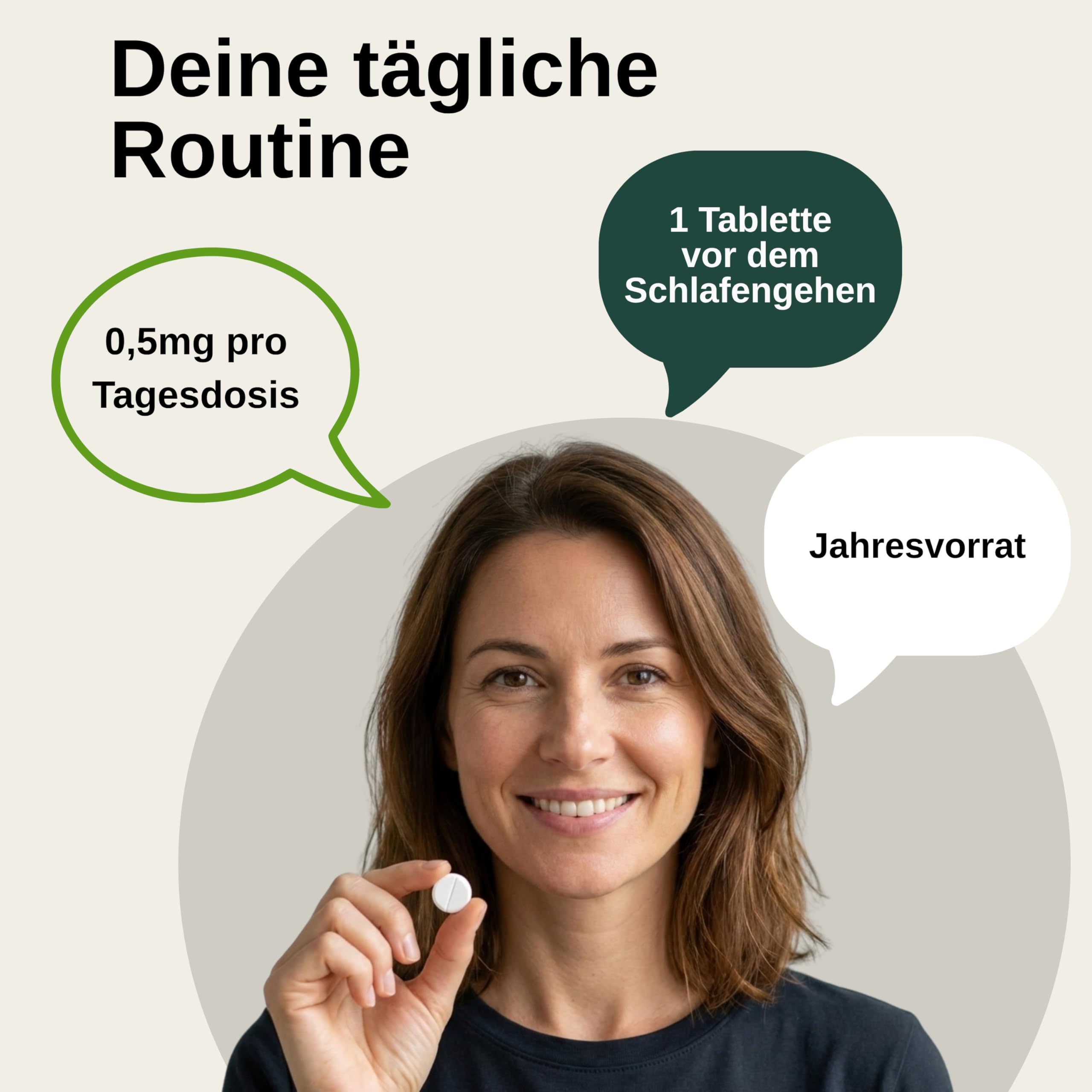 Vita Elements Melatonin - 365 Tabletten - 0,5mg Melatonin pro Tagesdosis - Jahresvorrat - Vegan - Ohne Magnesiumstearat - Laborgeprüft - Mini Tabletten