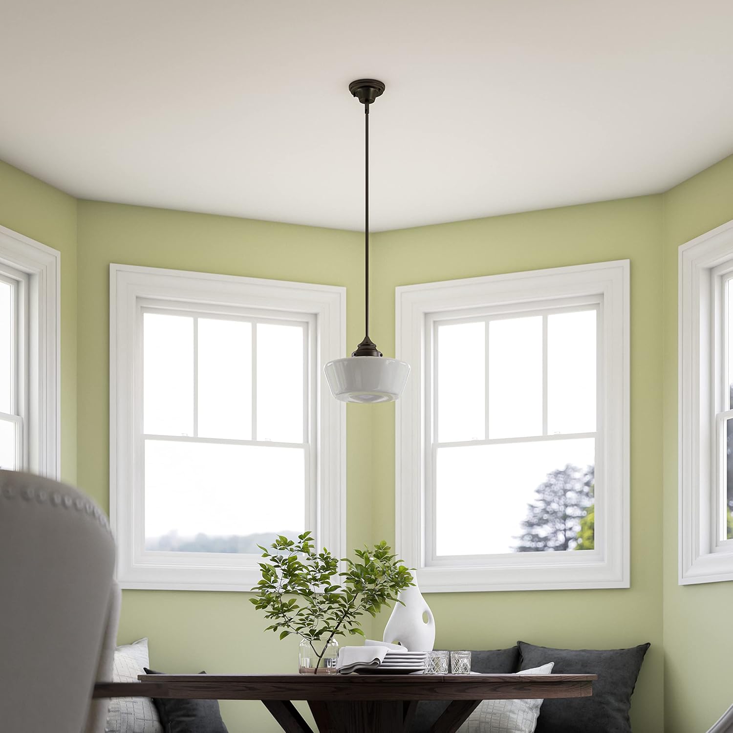 Kenroy Home 93661ORB Cambridge 1 Light Pendant with Blackened Oil Rubbed Bronze Finish, Rustic Style, 9.5" Height, 12" Width, 12" Depth - - 