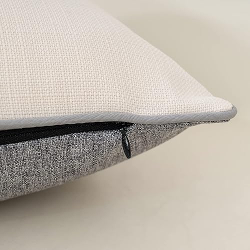 Miniatura 4 de Yangest Funda de almohada de lino de retazos gris oscuro, funda de cojín de arpillera para sofá, dormitorio, sala de estar, decoración del hogar, 18