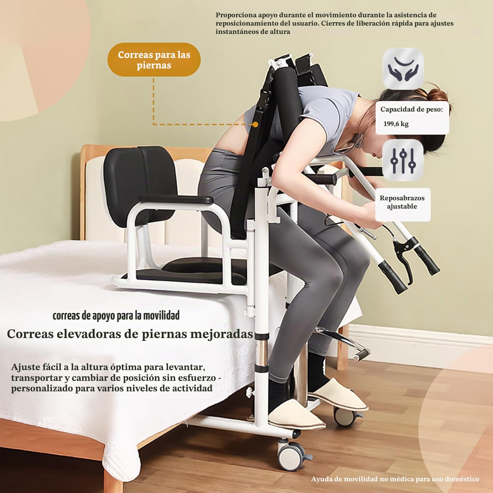 Elevador de Pacientes de Sentado a De Pie para Ancianos y Hogar, Silla de Ruedas Commode para Ducha 4 en 1 Móvil, Capacidad 200 kg Altura Ajustable 40-66 cm con Bacinilla Extraíble blue
