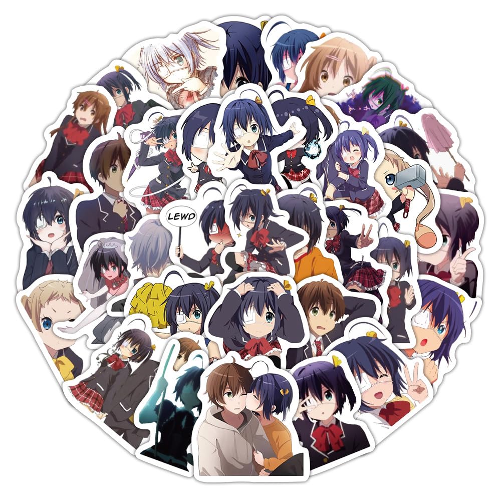Feidiao Multicolor Chuunibyou Vinyl Stickers Cartoon Waterproof Graffiti Decal For Fans Water Bottles Laptop Suitcase Skateboard Bike Helmet Decoration Favors 60Pcs