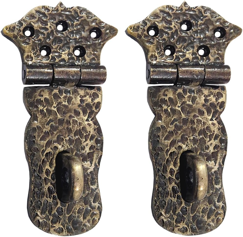 Shristy Hardware "Exodus" Black Antique Cast Iron Hasp & Staple - (Pack of 2 Antique Brass Finish)