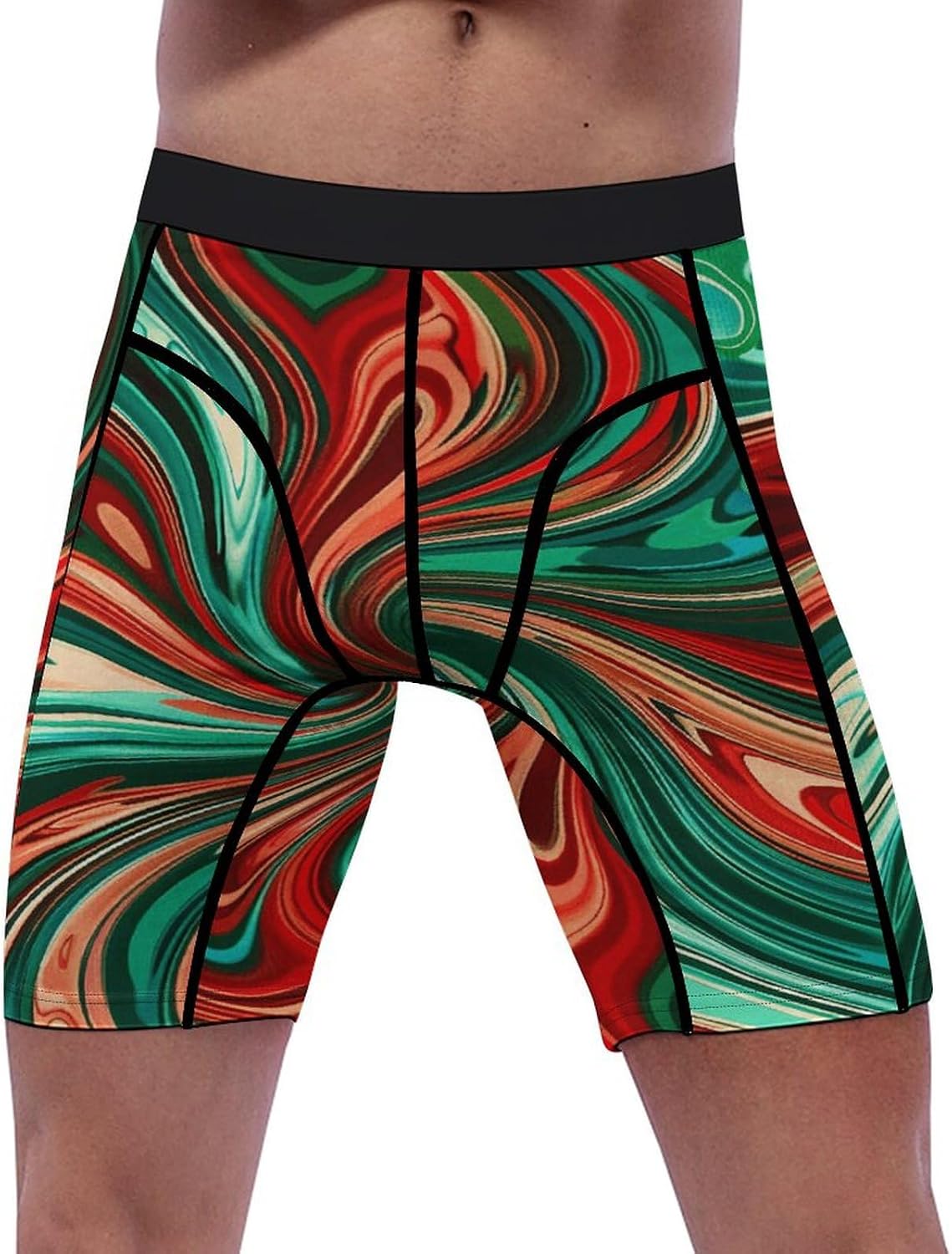 Psychedelic Swirl Pattern Compression Shorts Men Spandex Sport Shorts Workout Performance Baselayer Underwear