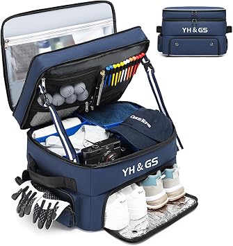 Golf Trunk Organizer, 3 Layer Golf Accessories for Men, 2 Pair Shoes Separate Ventilated Compartment Golf Organizer for Car, Balls, Clothes, Gloves, Accessories Golf Gifts