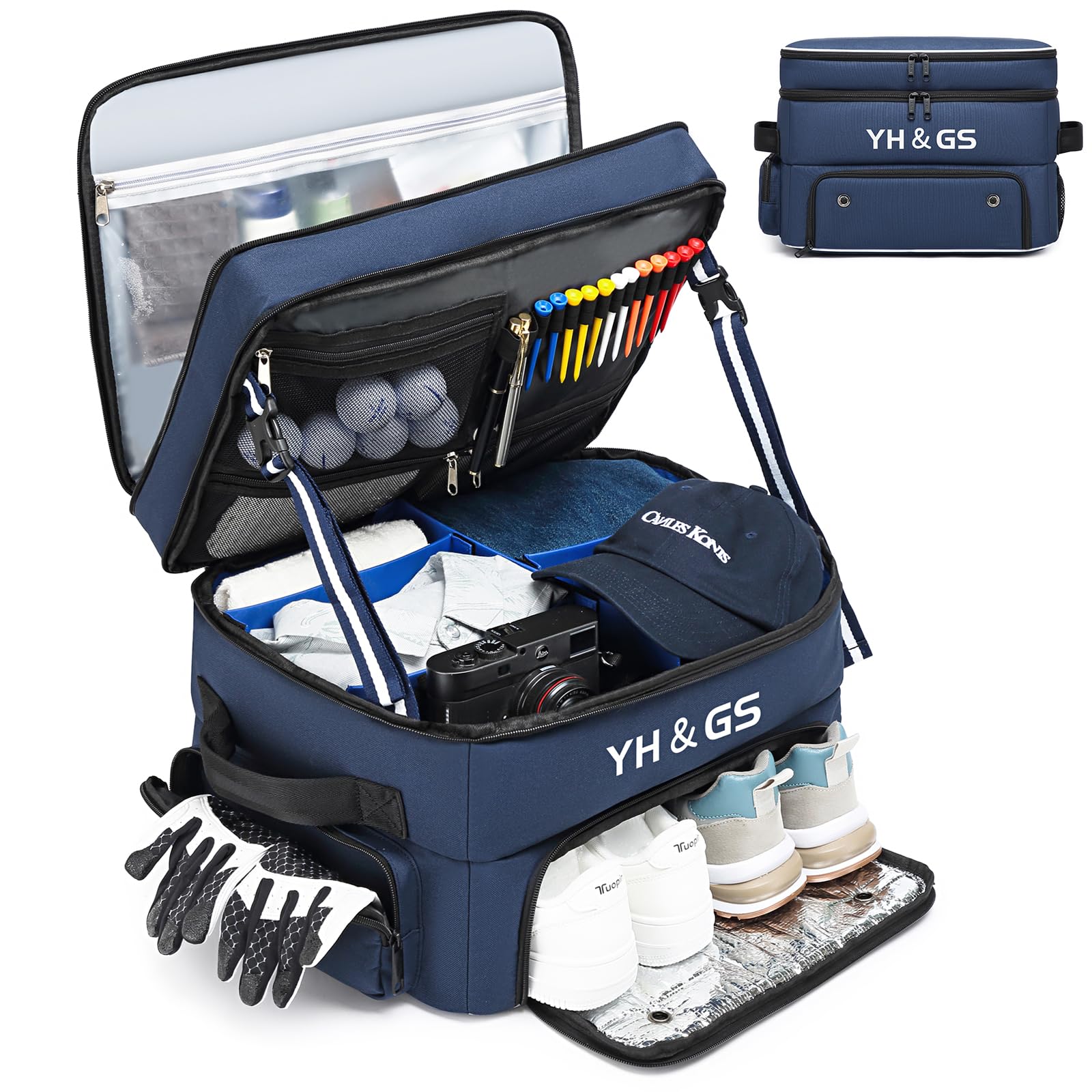 Golf Trunk Organizer, 3 Layer Golf Accessories for Men, 2 Pair Shoes Separate Ventilated Compartment Golf Organizer for Car, Balls, Clothes, Gloves, Accessories Golf Gifts
