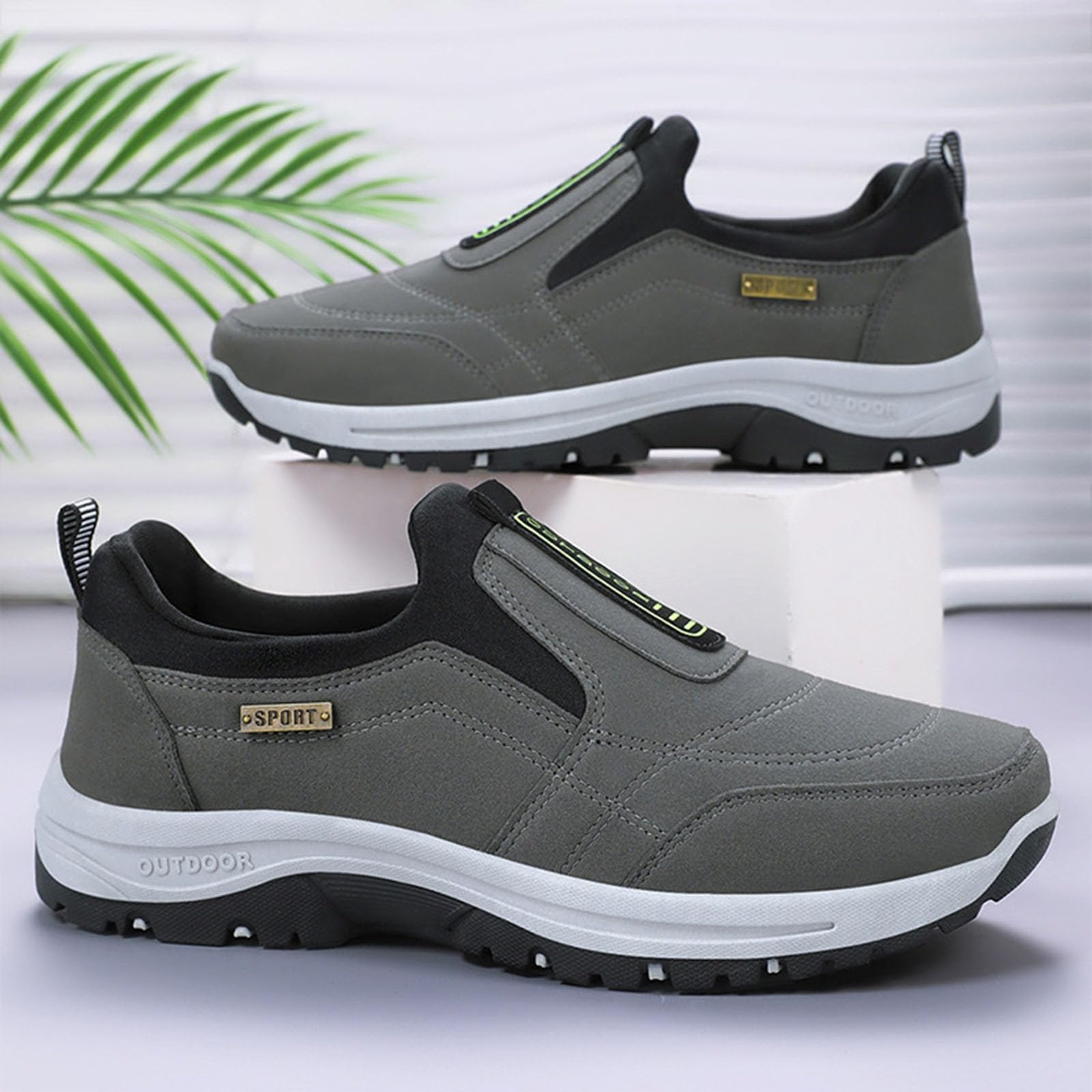 Zapatos para Caminar para Hombre, Zapatillas de Senderismo al Aire Libre, Zapatos de Senderismo sin Cordones para Hombre, Zapatos Ortopédicos, Zapatos Ligeros para el Trabajo