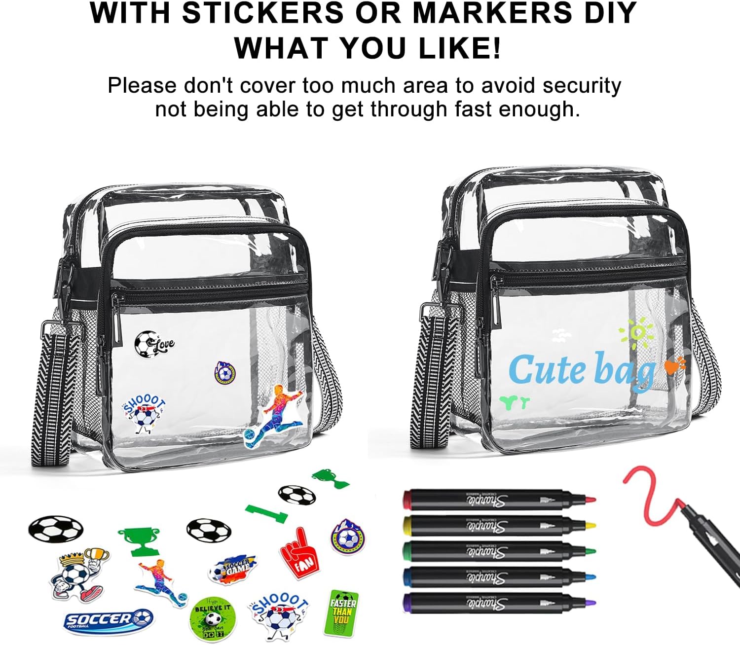 Clear Bag for Stadium Events 12x6x12 Clear Purse with 3-Zipper Pockets Crossbody Handbag Tote for Concerts Sports - Image 6