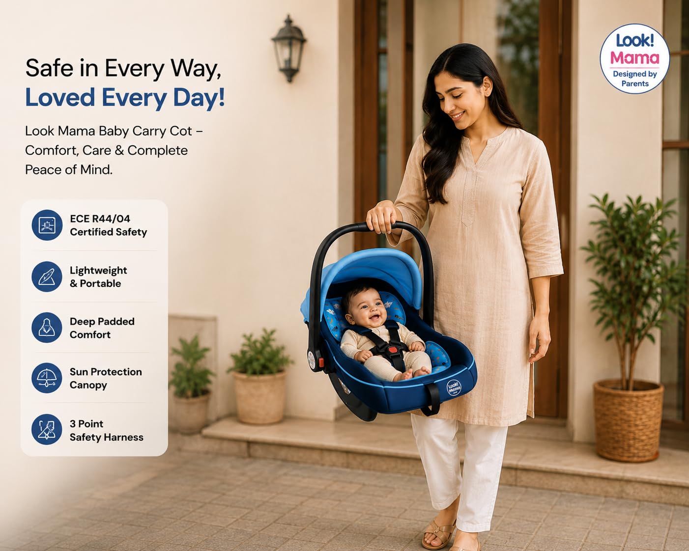 MEDITIVE Look Mama Baby Carry Cot - 4 in 1 -7