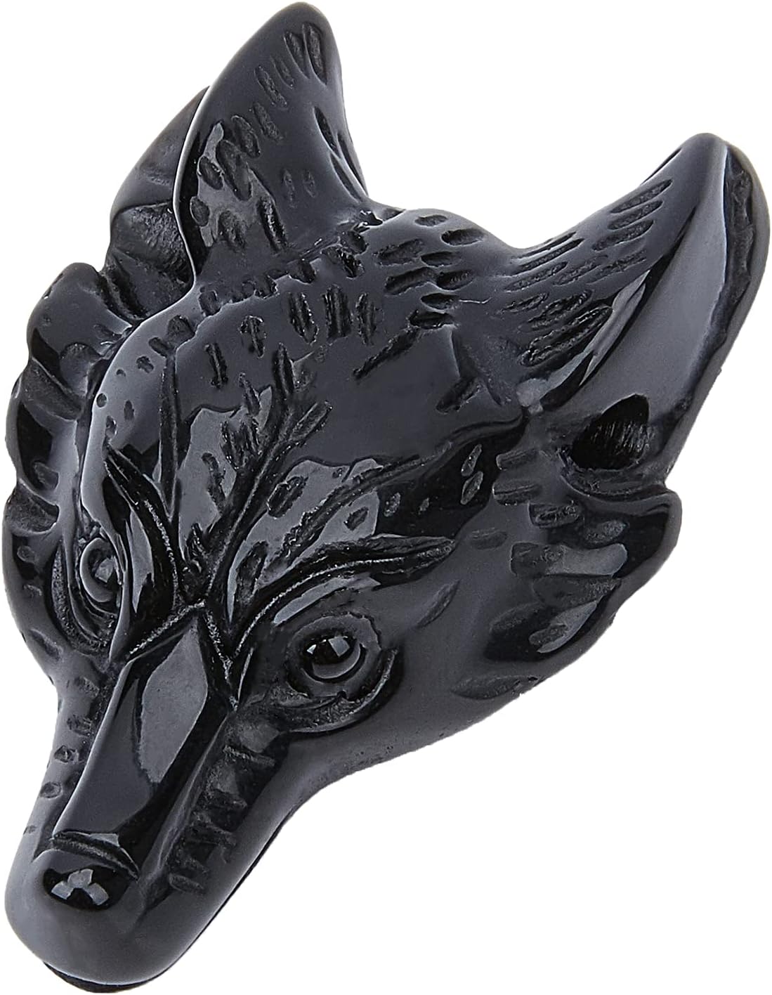 SUNNYCLUE Natural Obsidian Wolf Head Charms - Hand-Carved Stone Pendants for DIY Necklaces, Bracelets & Jewelry Crafts
