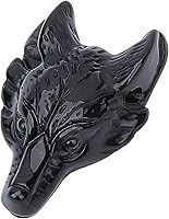 SUNNYCLUE Natural Obsidian Wolf Head Charms - Hand-Carved Stone Pendants for DIY Necklaces, Bracelets & Jewelry Crafts