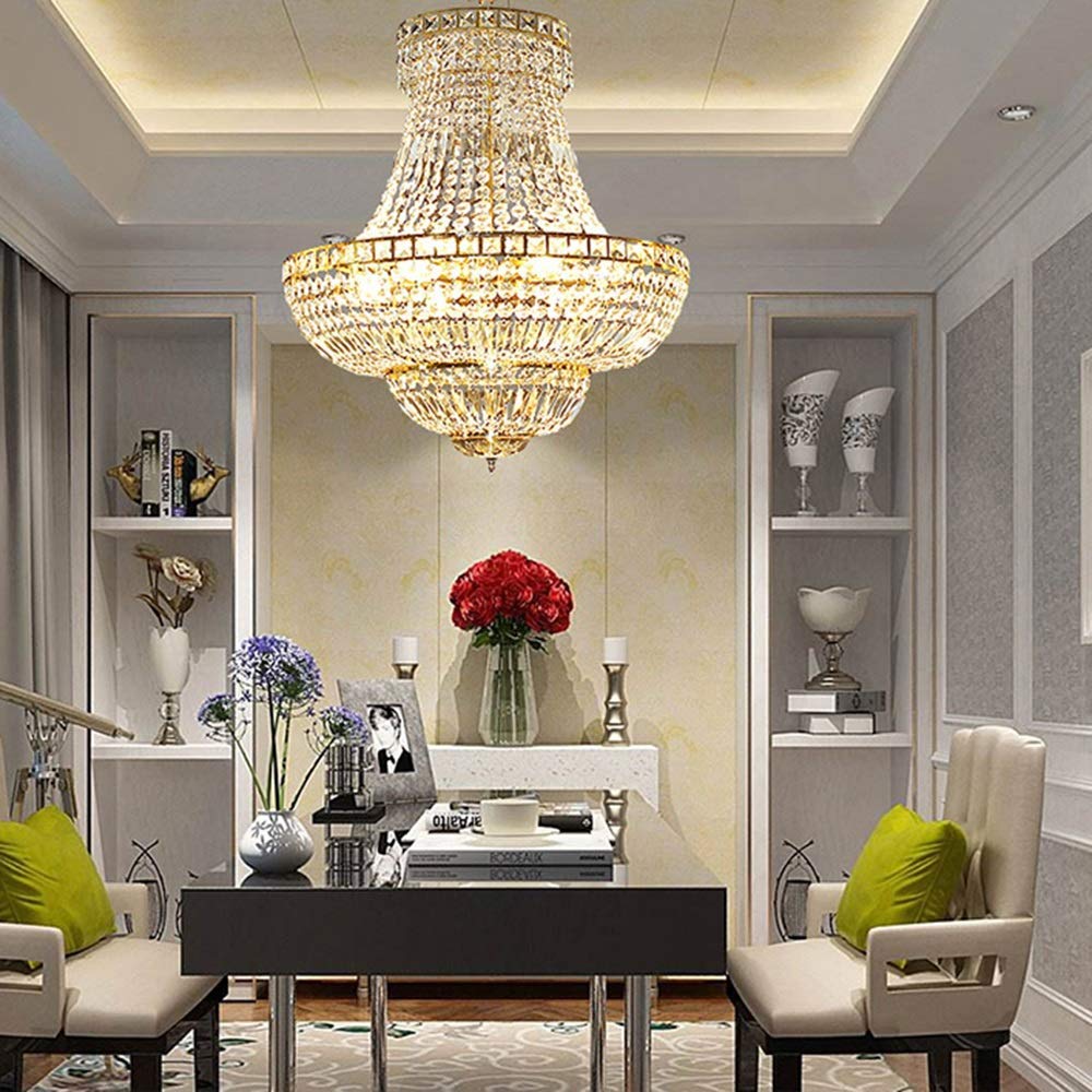 Lampadario Decorativo per mobili da Hotel in Cristallo di Lusso retrò Europeo Lampadario per Scale Diametro 60 cm Lampada da soffitto Villa Hotel Ristorante Soggiorno Luce Calda do