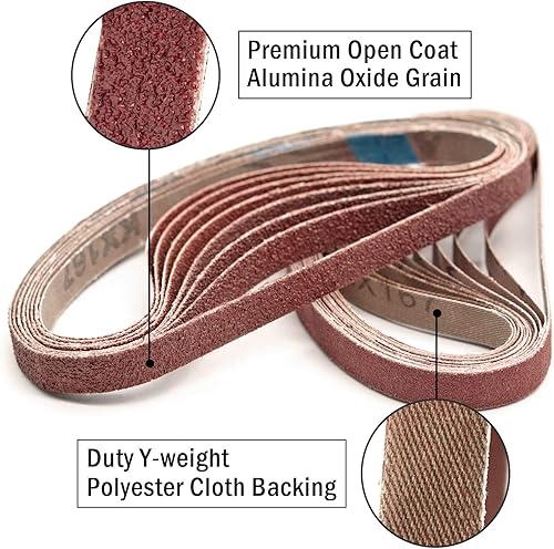Miniatura 4 de Correas de lijado de 12 pulgada x 18 pulgadas para lijadora de banda de aire, paquete de 24 correas lijadoras de banda de óxido de aluminio de 12 x