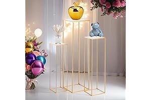 Gold 3-Tier Metal Pedestal Display Stand Set